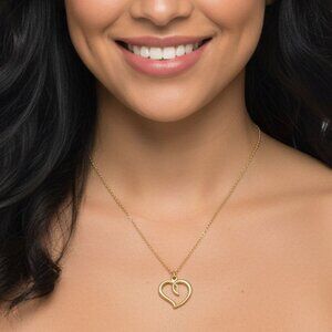 Delicate Gold Open Heart Pendant Necklace - Dainty Minimalist Love Jewelry Gift